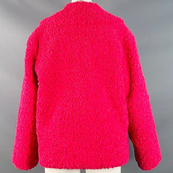 ALICE + OLIVIA M Fuchsia Pink Polyester Faux Fur Hook Eye Notch Lapel Jacket - Picture 4 of 7